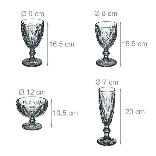 Sæt med 7 grå glas