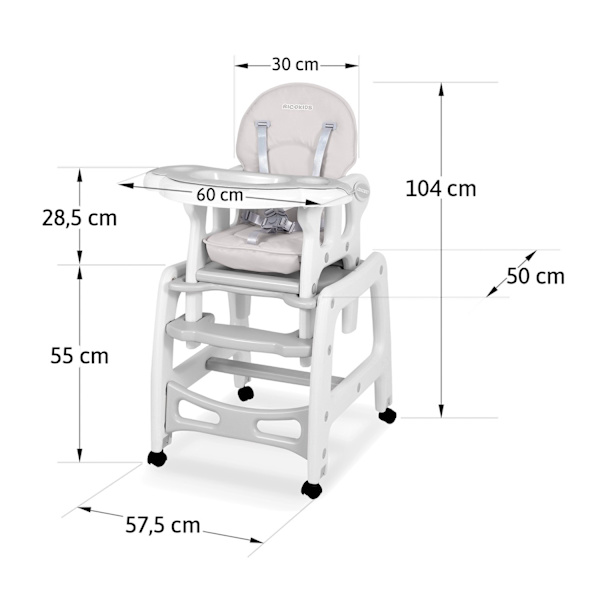 Multifunktionel 5-i-1 spisestuestol Sinco Grey