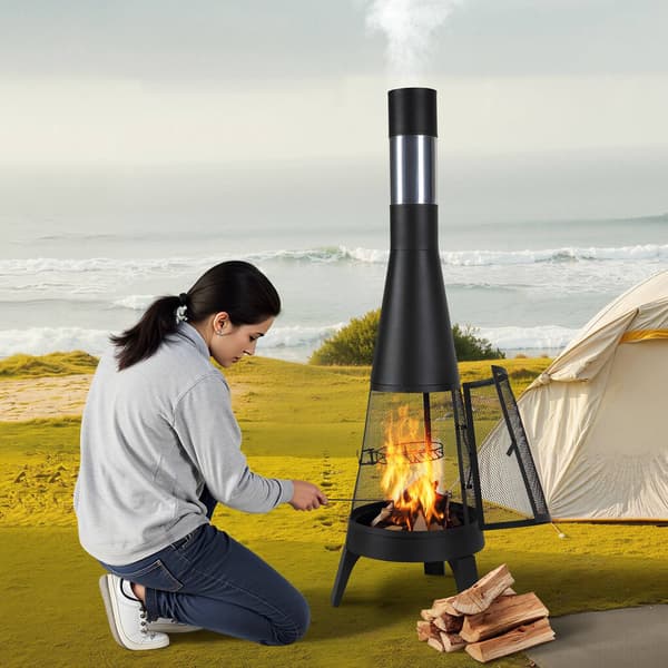 Chiminea 20 tums vedeldad eldstad med grill