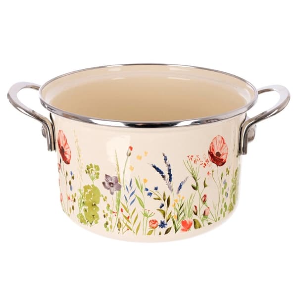 Emaljekande, cremefarvet, 4L, 22 cm diameter
