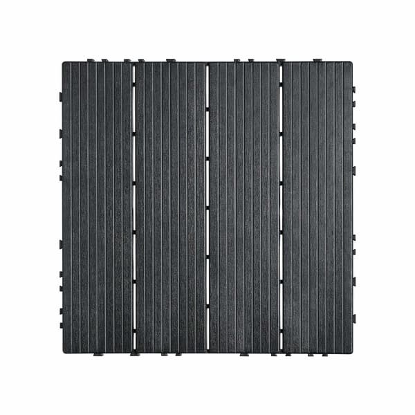 Sammanfogade altanplattor, 10-pack, 12x12, mörkgrå