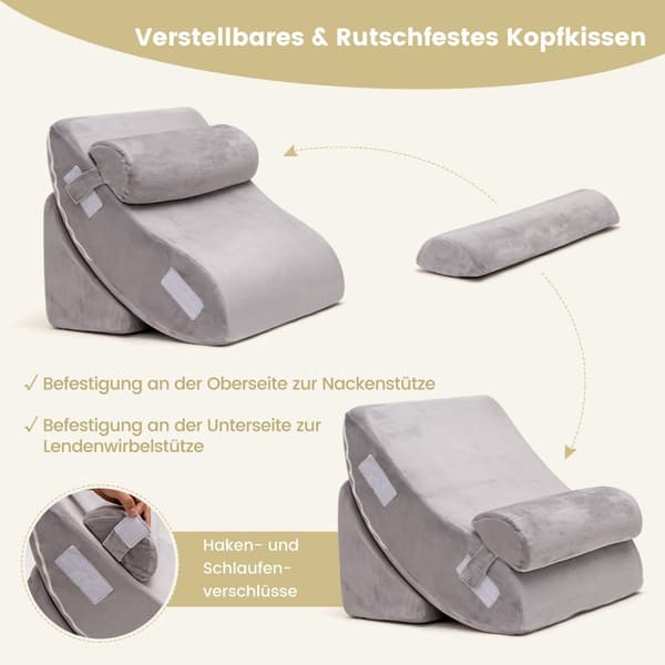 Kilkuddsset 4 delars säng Kilkudde Postoperativ Memory Foam Kuddset Grå