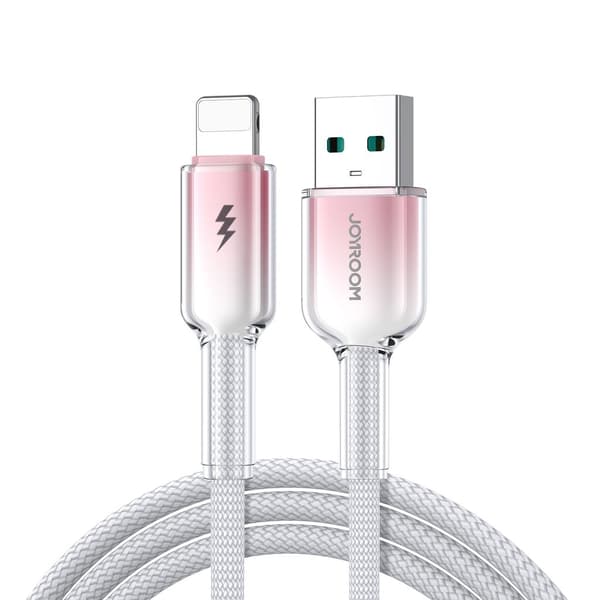 Joyroom USB-A till Lightning-kabel snabbladdning 3A, 1,2m - Vit/Rosa