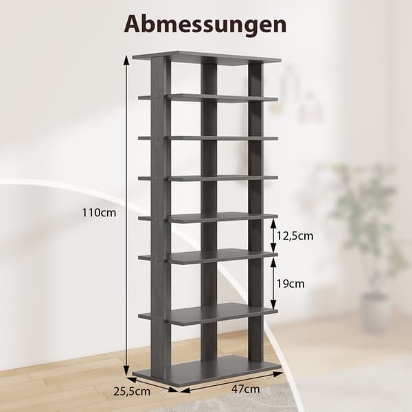 Justerbar skohylde med 7 niveauer, pladsbesparende, grå