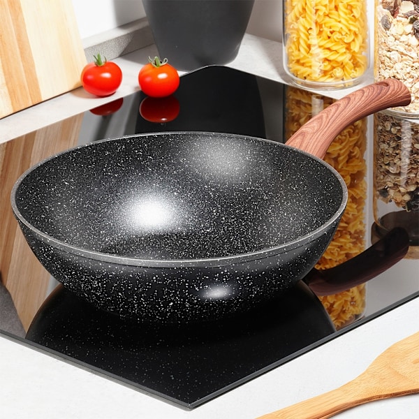 Wokpanna i granit BLACK&WOOD 28 cm
