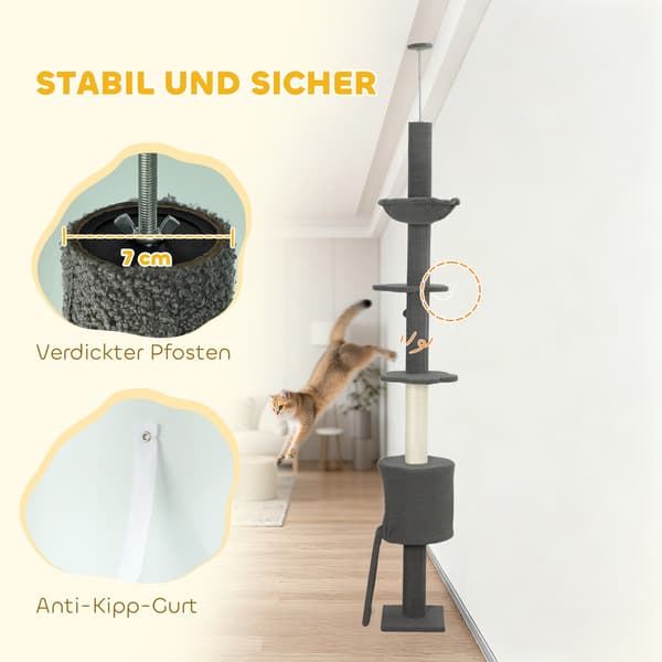 Klösträd med hängmatta, justerbar höjd, grå