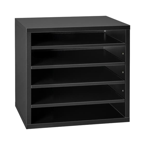 Litteraturorganisator, MDF-filsorterer med 5 huller, sort