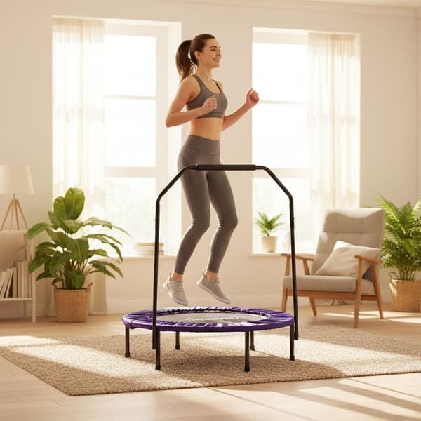 Mini-trampolin med säkerhetsstång, 102 cm diameter
