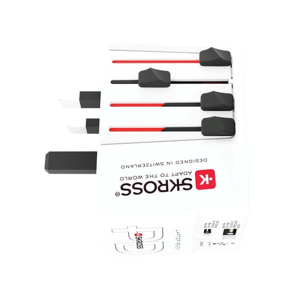 Rejseadapter med dobbelt 30W USB-oplader, 2-polet