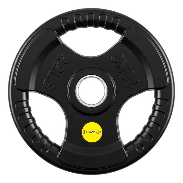 10 kg gummibelagt olympisk vægtskive, tri-grip