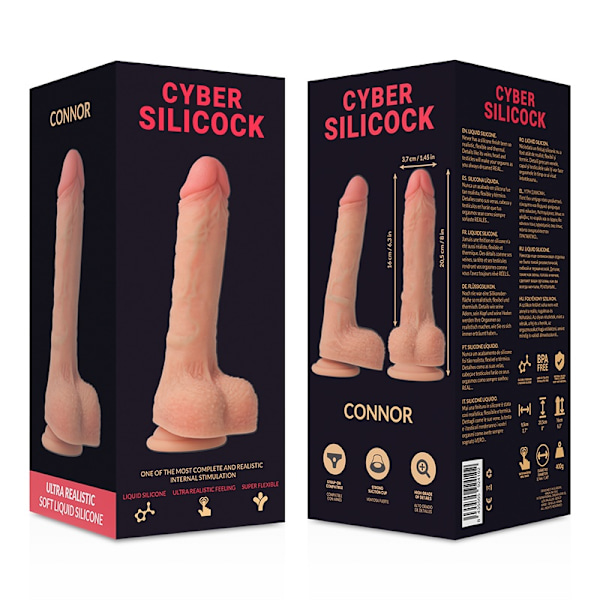 Cyber ​​Silicock - Connor Ultra Realistic Soft Flytande Silikon 20,5 Cm -O- 3,7 Cm