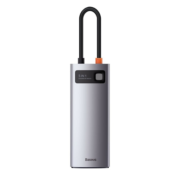 5in1 monitoiminen HUB USB-C PD 100W HDMI 4K 3x USB 3.2 harmaa
