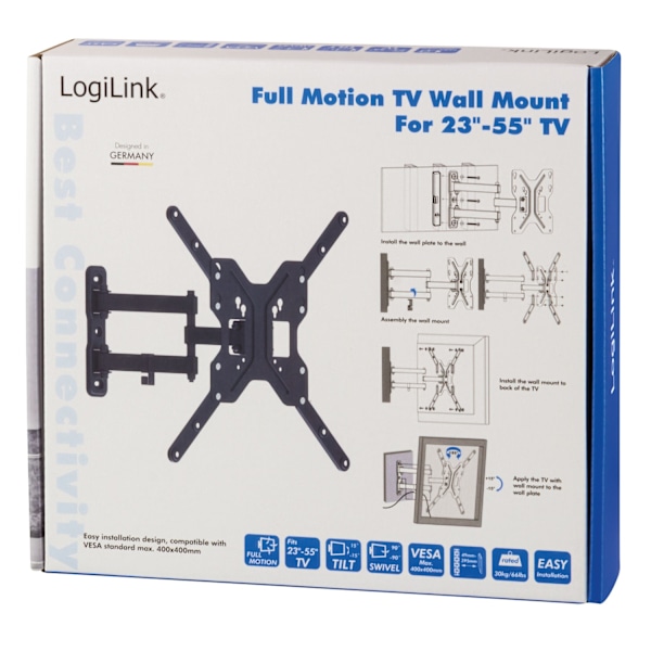 Seinään kiinnitettävä TV 23-55" kallistus/kulmatanko