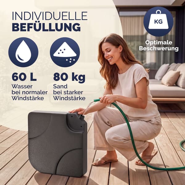 Parasolplader, sæt med 4, 105x105x7 cm, HDPE