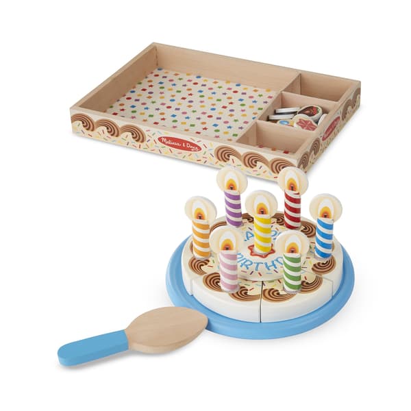 Træfødselsdagskagelegesæt med lys og toppings