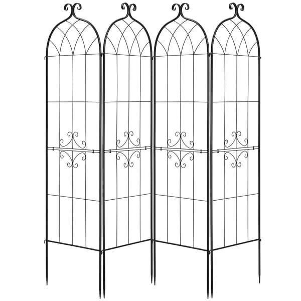 Trädgårdsspaljer, 4-pack stålrospaljer 180x52,5 cm