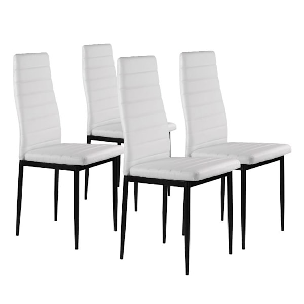 Sæt med 4 spisestuestole til stue med Eco-Leather, ergonomisk ryglæn, hvid