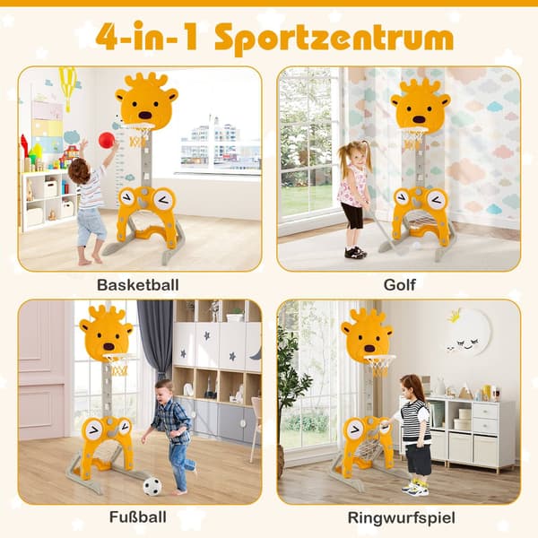 4-i-1 justerbart aktivitetscenter til børn med basketballkurv