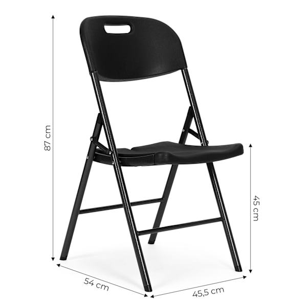 Sæt med 2 klapstole, cateringsæt, metal, HDPE, sort, ModernHome