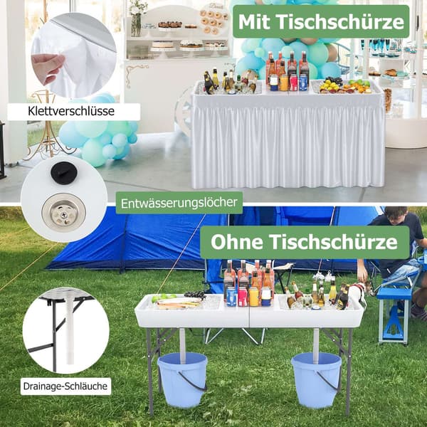 Fällbart campingbord med dubbla handfat & avloppsslang