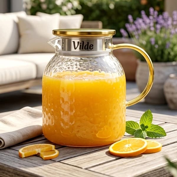 Glaskanna med lock och sil, 1,1 liters kapacitet