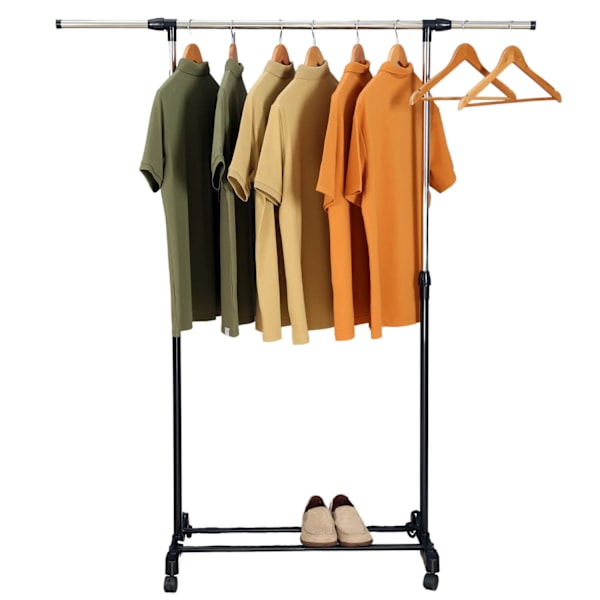 Herzberg HG-03268: Justerbar enkeltstang, rullende tøjstativ