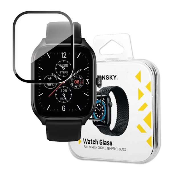 9H hærdet glas til hele Xiaomi Amazfit GTS 4-skærmen med en sort Full Glue-ramme