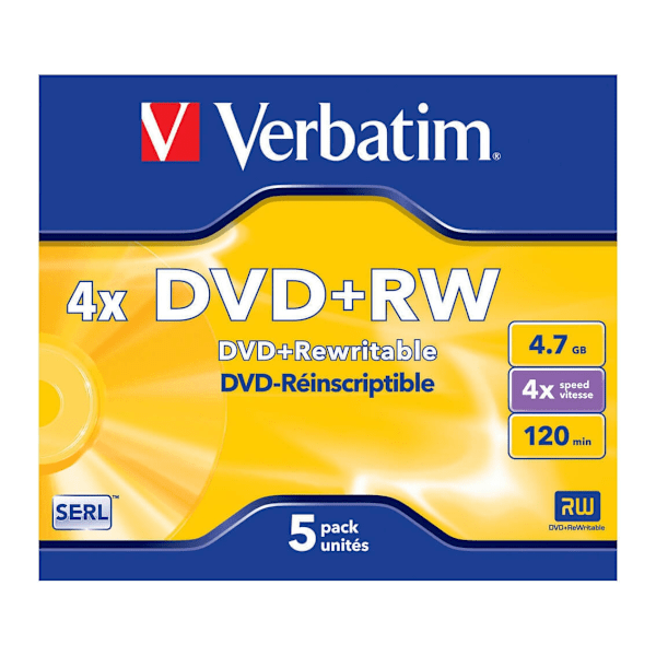 VERBATIM DVD+RW 4.7GB 4x 5 kpl