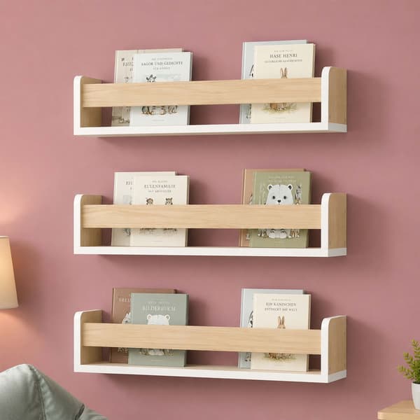 Lasten seinähyllysetti, 3 kpl, MDF, 58 cm leveä