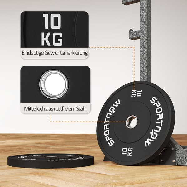 Set med 2 hantelvikter, 2 x 10kg vikter, viktskivor set, viktskivor för 5 cm hantelstång, Ø 50 mm hål, svart