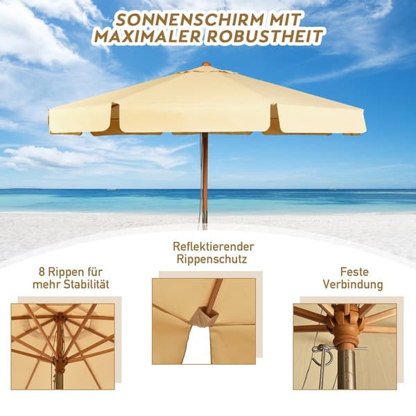 3m tippbart parasoll av vattentätt polyestertyg uteplatsparaply med UV-skydd beige