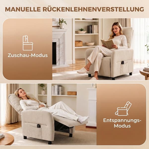 Fåtölj med massage, värme och fotstöd – Beige
