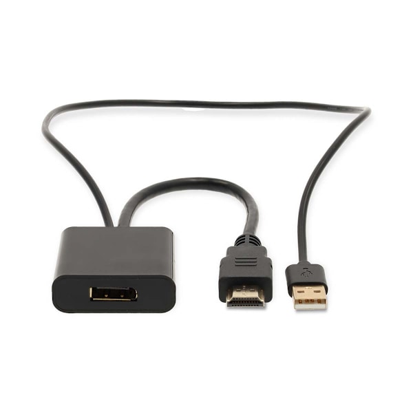 HDMI™ Adapter | HDMI™ Kontakt | DisplayPort Hane / USB-A Hane | Guldplaterad | Rak | PVC | Svart | 1 st. | Låda