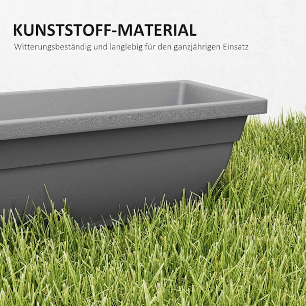 Sæt med 5 urtepotter i plast, 59 x 21 x 16 cm stabelbare urtepottesæt, vejrbestandig plantekasse, krukker til indendørs og udendørs brug, grå Aosom