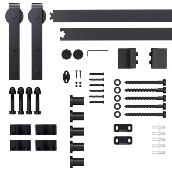 Skjutdörrssystem Löparbana Komplett Set Med Skruvar, Skjutdörrsbeslagssats, Kolstål, Svart, 200X40X0,6Cm