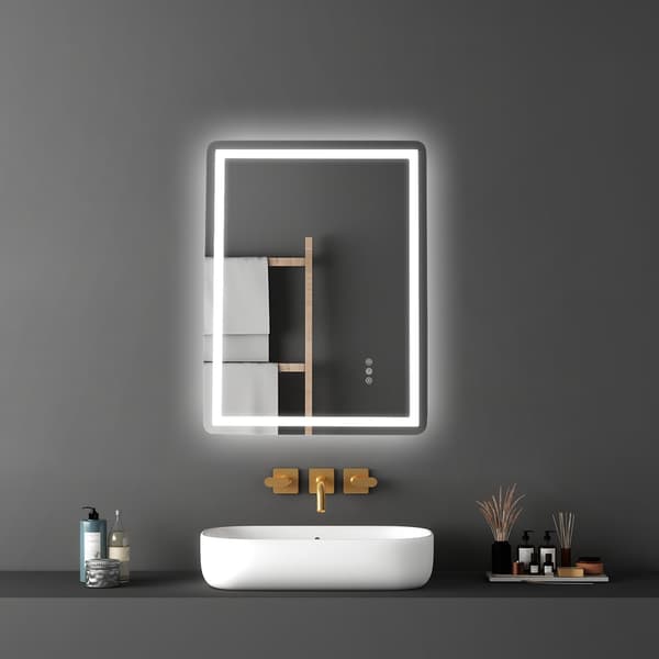 LED-badrumsspegel 60x80 cm, frontbelyst bakgrundsbelyst, imfri