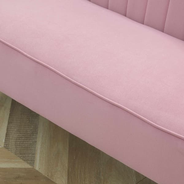 Rosa 2-sits tygsoffa med träben