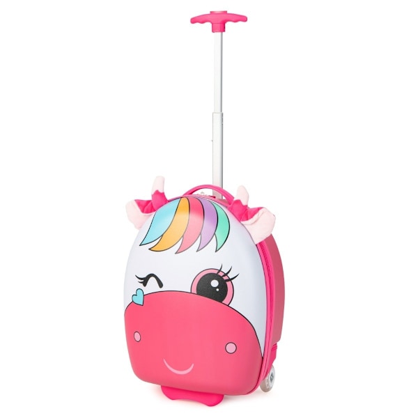 Rolling Suitcase Hard Shell Käsimatkatavarat lapsille 33 x 22 x 45 cm Pinkki
