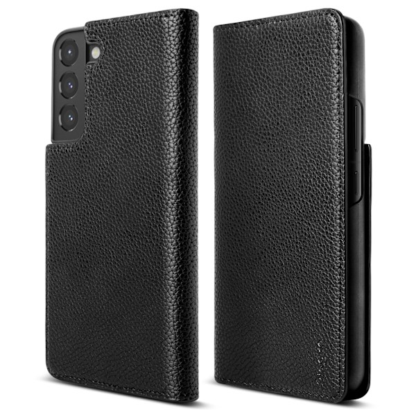 Lædertaske med klap til Galaxy S22+ Folio Signature sort