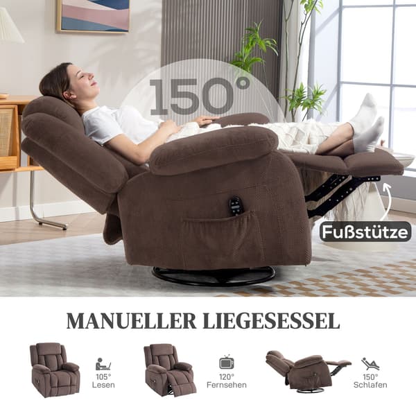 Massagestol, 8 vibrationspunkter, 5 tilstande, opvarmet, brun