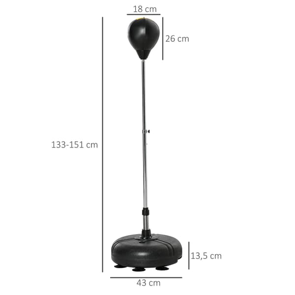Justerbart boksbollset med handskar – svart, 133-151 cm