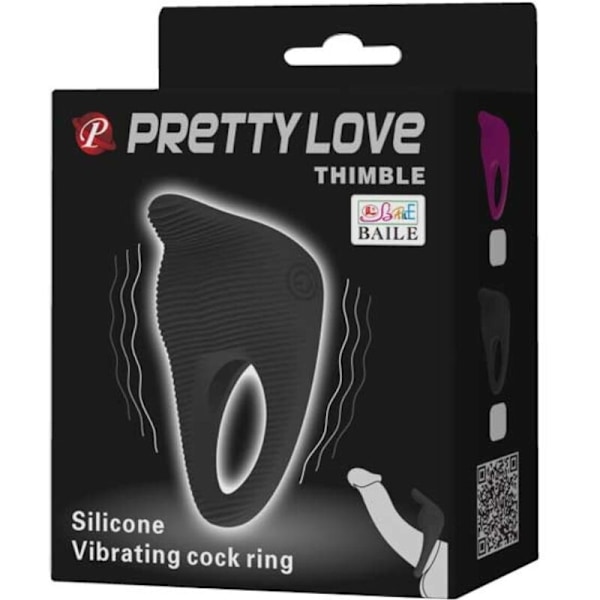 Pretty Love - Thimble Vibrator Ring Svart