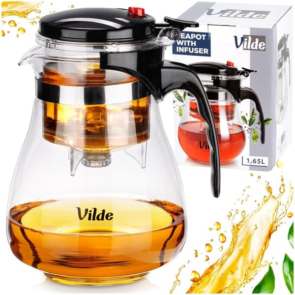 Glastekande med infuser, 1,65L borosilikat