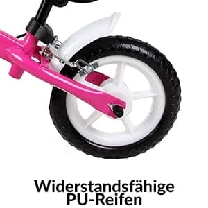 Børnebalancecykel 10" lyserød, justerbart sæde, stålstel