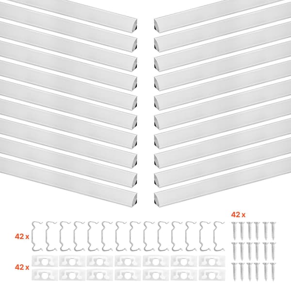 V-formad LED-aluminiumkanal, 20-pack 1 m mjölkig diffusor