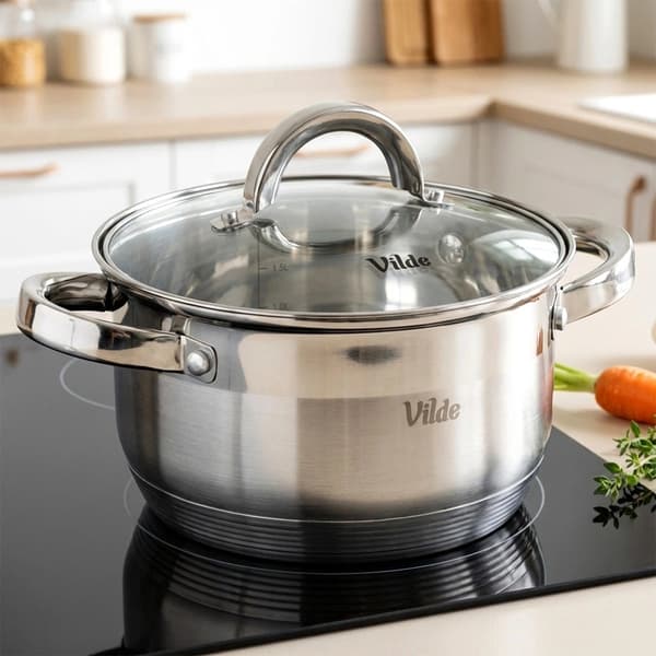 Rostfri kastrull med glaslock, 18 cm, 2,5 l
