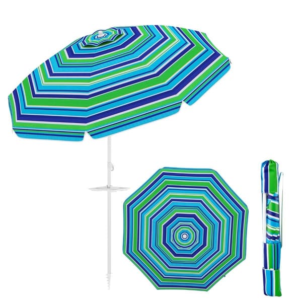 Strandparaply med kopholder, 200 cm, vippefunktion