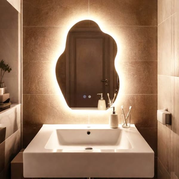 LED-badrumsspegel, asymmetrisk, imfri, 70x50 cm