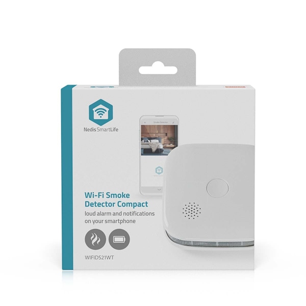 SmartLife Rökdetektor | Wi-Fi | Batteridriven | Givarens livscykel: 10 år | EN 14604 | Max. batteritid: 24 månader | 85 dB | Vit | 1 st