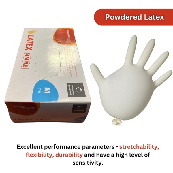 Handskar Master: Förpackning med 100 engångshandskar med latex o